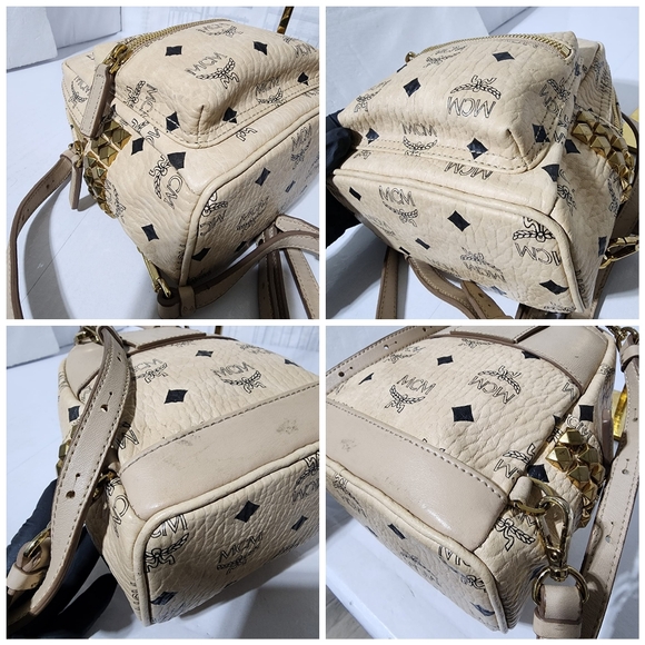 MCM Visetos Side Stud X-Mini Stark Backpack Beige - Picture 13 of 16